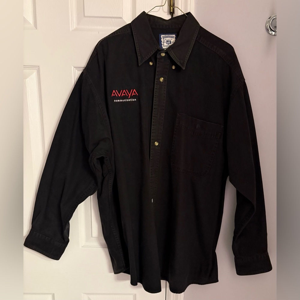 AVAYA Black Men's Casual Button Down Denim Shirt, XL. Vintage! Preowned.